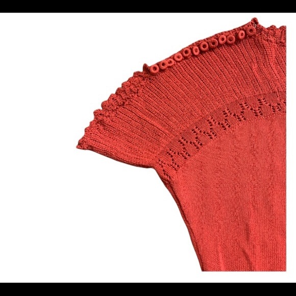 ANTHROPOLOGIE Yoana Baraschi Baubled Fan Sweater Rust Red/Burnt Orange Sz Small - Picture 9 of 16
